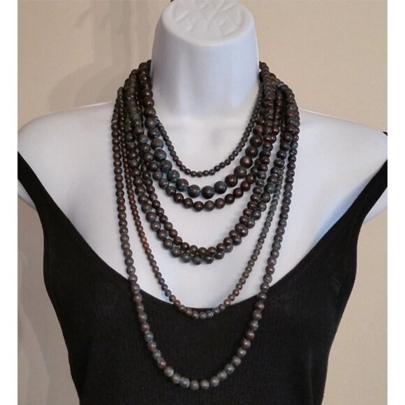 Nwt Lucky You Antiqued Wood Jewelry Set Statement - Picture 2 of 4